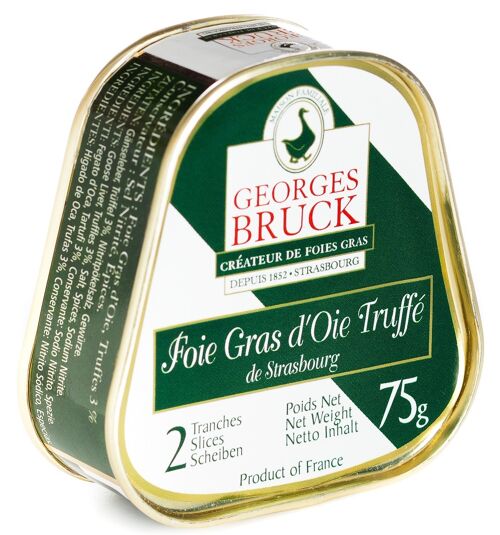 Foie gras d'Oie Truffé à 3% - 2 tranches - Boîte trapèze