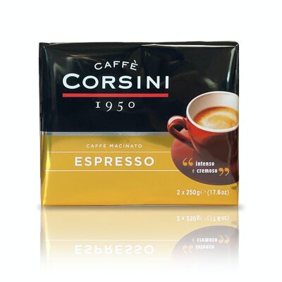 Espresso gemahlener Kaffee | Schachtel mit 2 Packungen zu je 250 Gramm