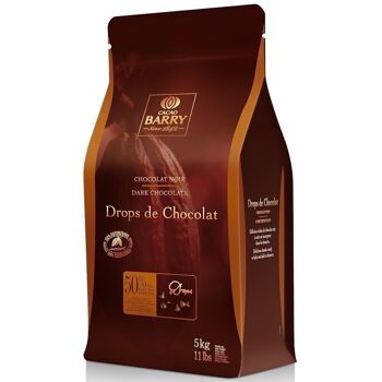 CACAO BARRY - GOUTTES DE CHOCOLAT NOIR - DROPS DE CHOCOLAT - 50% CACAO- 5 KG 1
