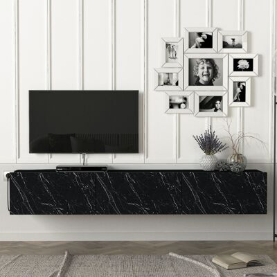 TV Lowboard pensile Damla marmo nero (effetto marmo)