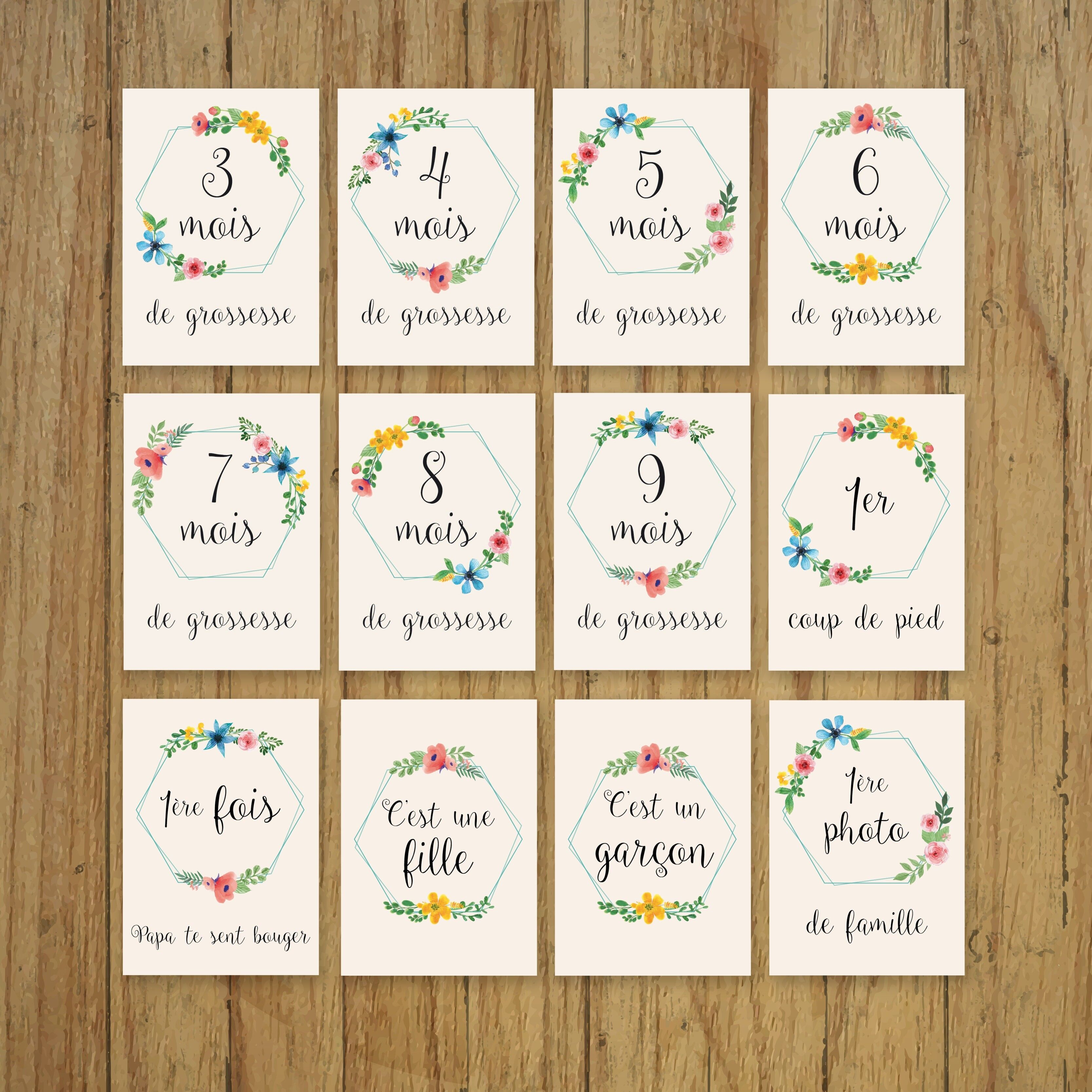Schwangerschaftskarten, Monat für Monat, Blumen
