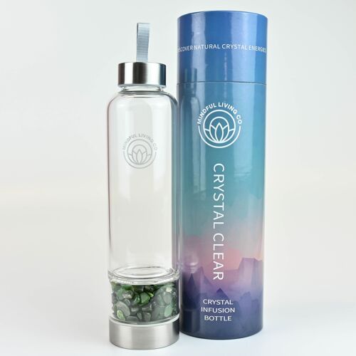 Crystal Clear Jar Water Bottles - Green Aventurine