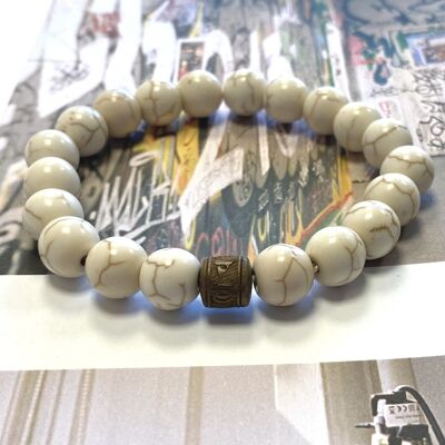 Bracelet homme perles howlite