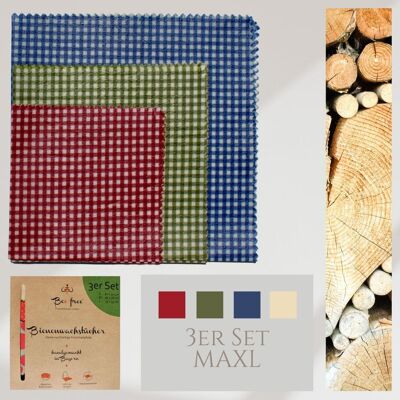 Organic beeswax cloths set of 3 "Maxl" (20x20cm, 26x26cm, 33x33cm) - handmade in Bavaria