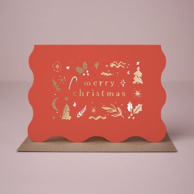 Weihnachtskarten „Merry Christmas“ Gold Icons | Feiertagskarten | Saisonkarte | Weihnachtskarte | Grußkarten