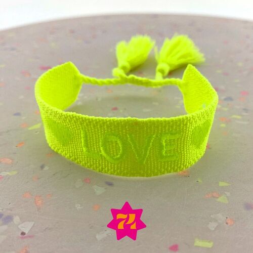 Woven statement bracelet Neon yellow LOVE