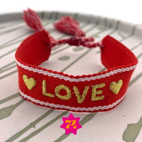 Geweven statement armband rood LOVE