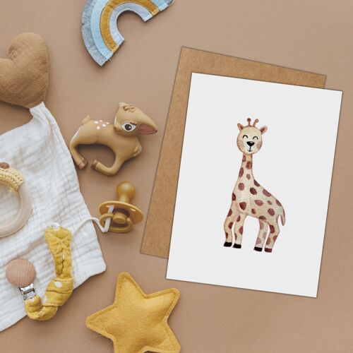 Klappkarte, A6, kleine Giraffe Sophie, zur Geburt, Grußkarte mit Umschlag, VE 6