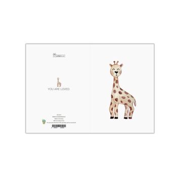 Carte pliante, A6, petite girafe Sophie, pour la naissance, carte de voeux avec enveloppe, VE 6 3