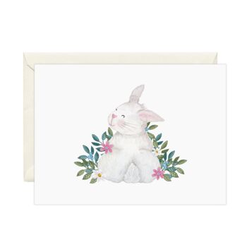 Carte pliante, A6, petit lapin dans l'herbe, lapin de Pâques, carte de voeux avec enveloppe, VE 6 2
