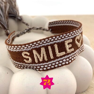 Woven statement bracelet brown SMILE