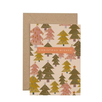 Cartolina di Natale degli alberi pastello dei desideri di Natale