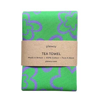 Green and Purple Abstract Tea Towel