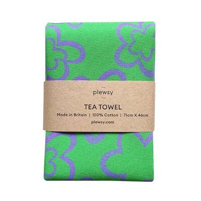 Green and Purple Abstract Tea Towel