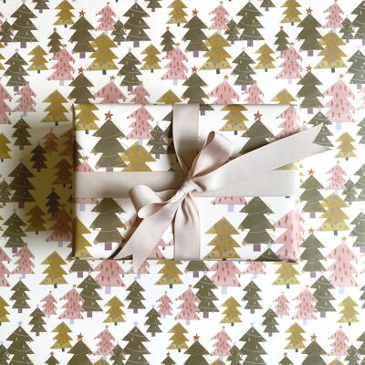 Papel de Regalo de Navidad Bosque Rosa