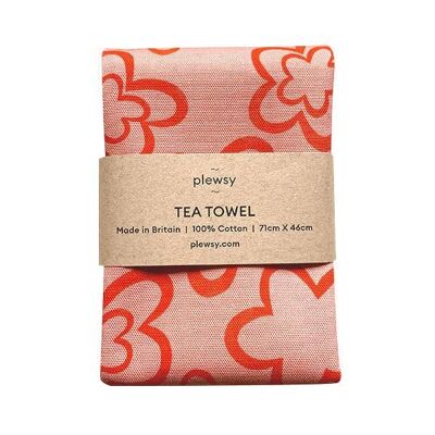 Pink and Red Abstract Tea Towel