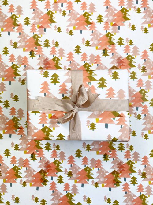 Pastel Pink Christmas Tree Gift Wrap