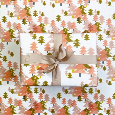 Pastel Pink Christmas Tree Gift Wrap