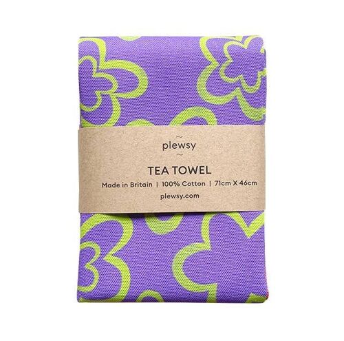 Purple and Green Abstract Tea Towel