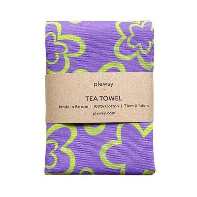 Purple and Green Abstract Tea Towel