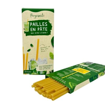 PAYAPATE - PAJITAS DE PASTA - 100% COMESTIBLE, BIODEGRADABLE Y NATURAL - CAJA DE 25 PAJITAS