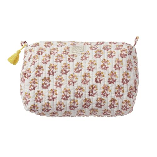 Trousse de toilette indienne INDI BLEUET ROSE/JAUNE