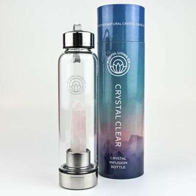 Crystal Clear Water Bottle Crystal Wand - Rose quartz