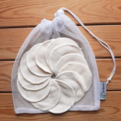 Earthwise Reusable Makeup Remover Pads Bamboo - Pack of 12 With Mesh Bag