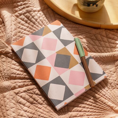 A5 Lay Flat Notebook | Quilt Pattern | Lined