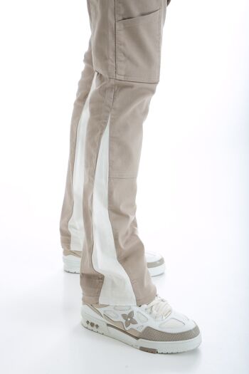 Ikao - Pantalon Homme Coupe Flare Denim Beige ART445 2