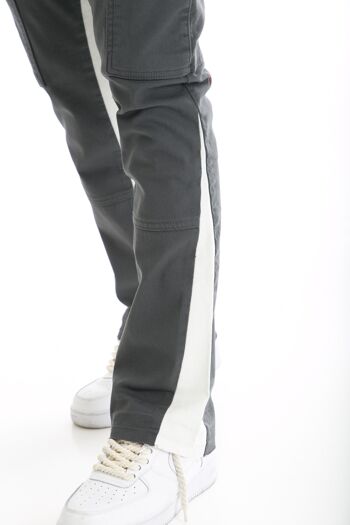 Ikao - Pantalon Homme Coupe Flare Denim Gris foncé ART445 3