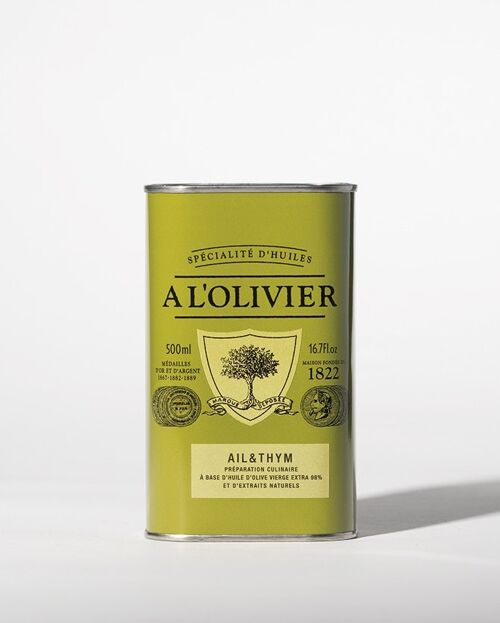 Huile d'olive aromatique à l'ail & thym - 500ml