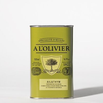 Huile d'olive aromatique à l'ail & thym - 500ml