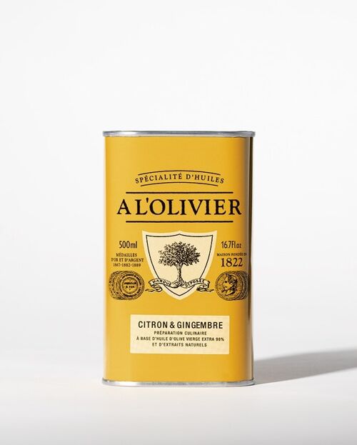 Huile d'olive aromatique au citron & gingembre - 500ml