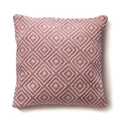 Hug Rug Woven Diamond Cushion Coral Pink 45x45