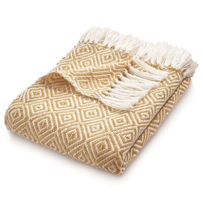 Hug Rug Woven Diamond Throw Gold 130X180