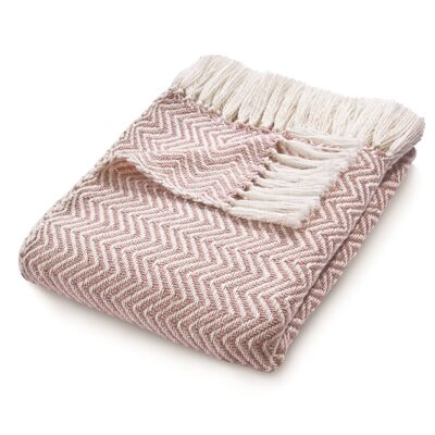 Hug Rug Woven Herringbone Throw Rose 130X180