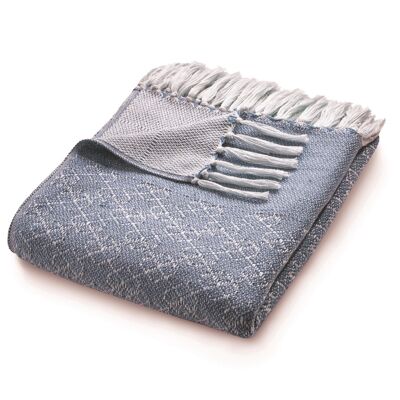 Hug Rug Woven Trellis Throw Denim Blue 130x180