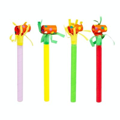 Sopladores de papel arcoíris para fiestas - Paquete de 6