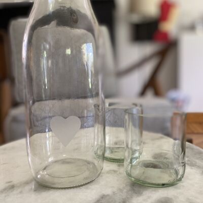 Bottle and two glasses set