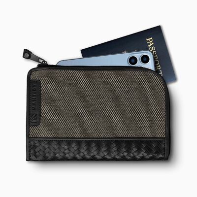 Herringbone Travel Wallet, Black