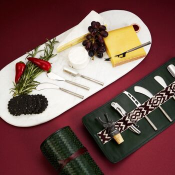 Herringbone Cheese & Wine Roll : ensemble de couteaux, bouchon de bouteille, tire-bouchon 2