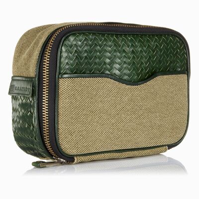 Herringbone Zip Around Toiletry Wash Bag, Racing Green