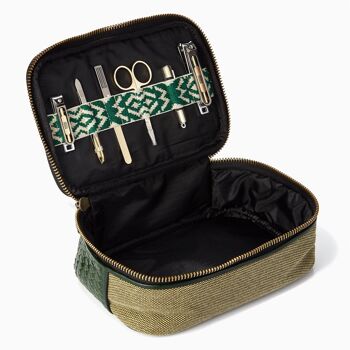 Trousse de toilette à fermeture éclair à chevrons, Racing Green 2