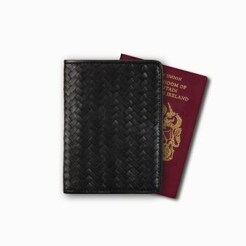 Porte-passeport tissé à la main, noir : couverture à chevrons 2