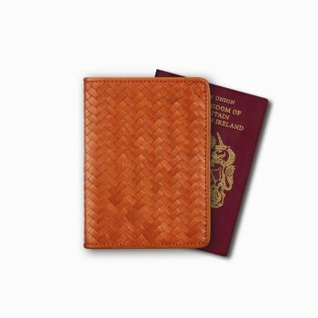 Porte-passeport tissé à la main, beige : couverture à chevrons 2