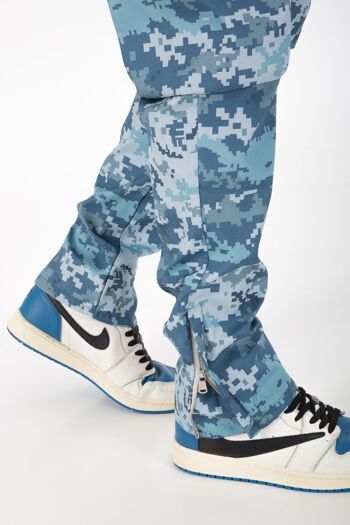 Ikao - Pantalon Homme Flare Denim Imprimé Armée ART428 Bleu 2