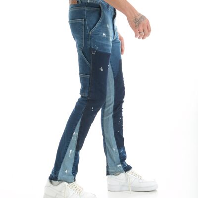 Ikao - Jeans da uomo Flare Cut Denim LL200086-Blu