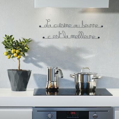Quote “Cooking with butter is the best! " - Wall decoration in iron wire to pin - Wall Jewelry