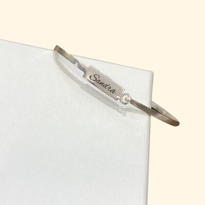 Silver customizable rectangle bracelet